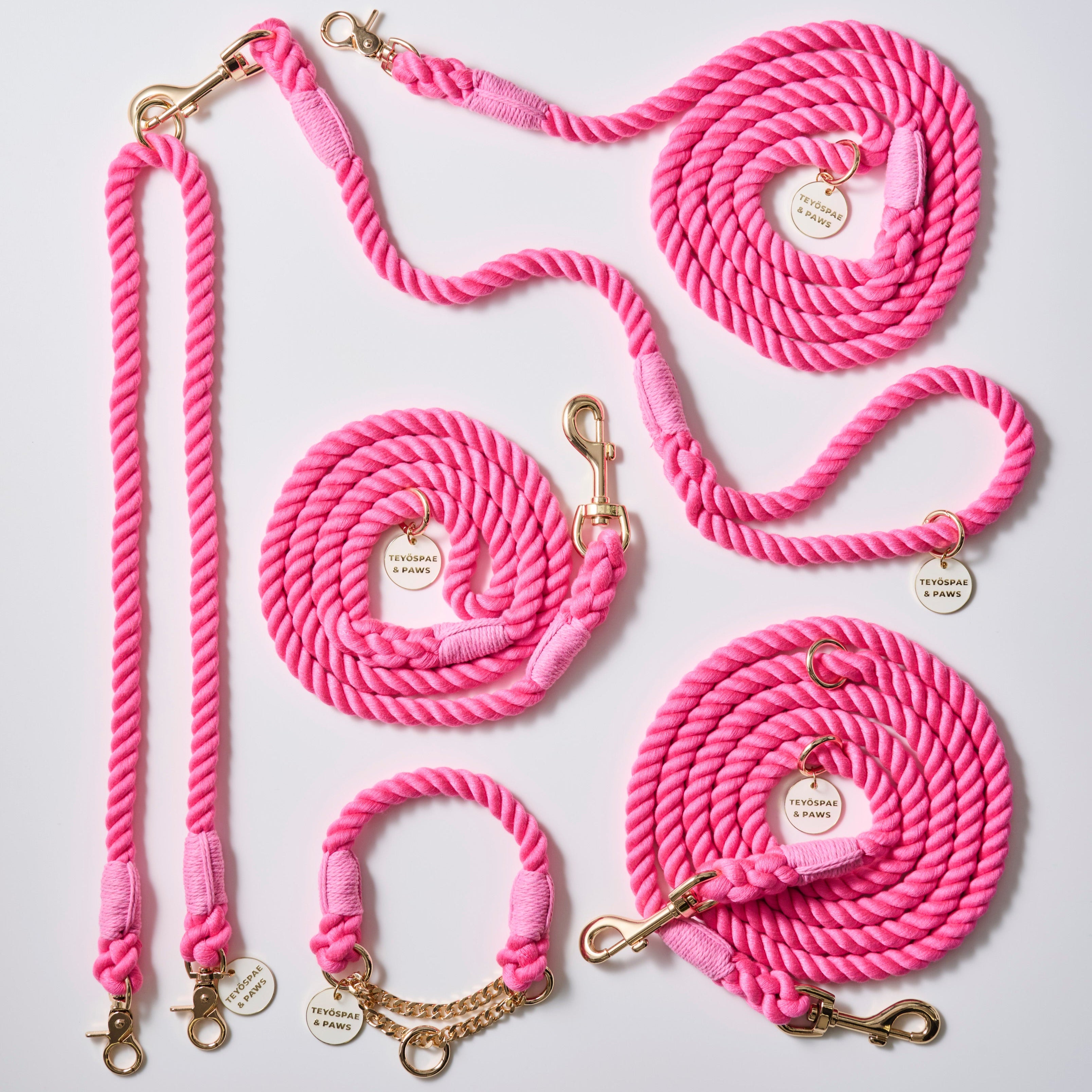 肩掛け ハンズフリーロープリード 210cm - FLAMINGO PINK/フラミンゴピンク <GOLD>