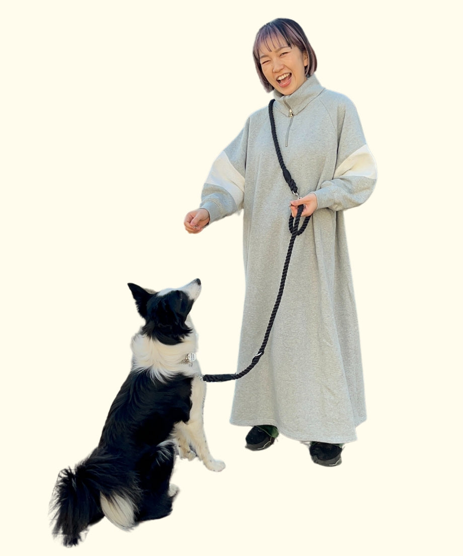 肩掛け ハンズフリーロープリード 210cm - BLACK/ブラック <SILVER>