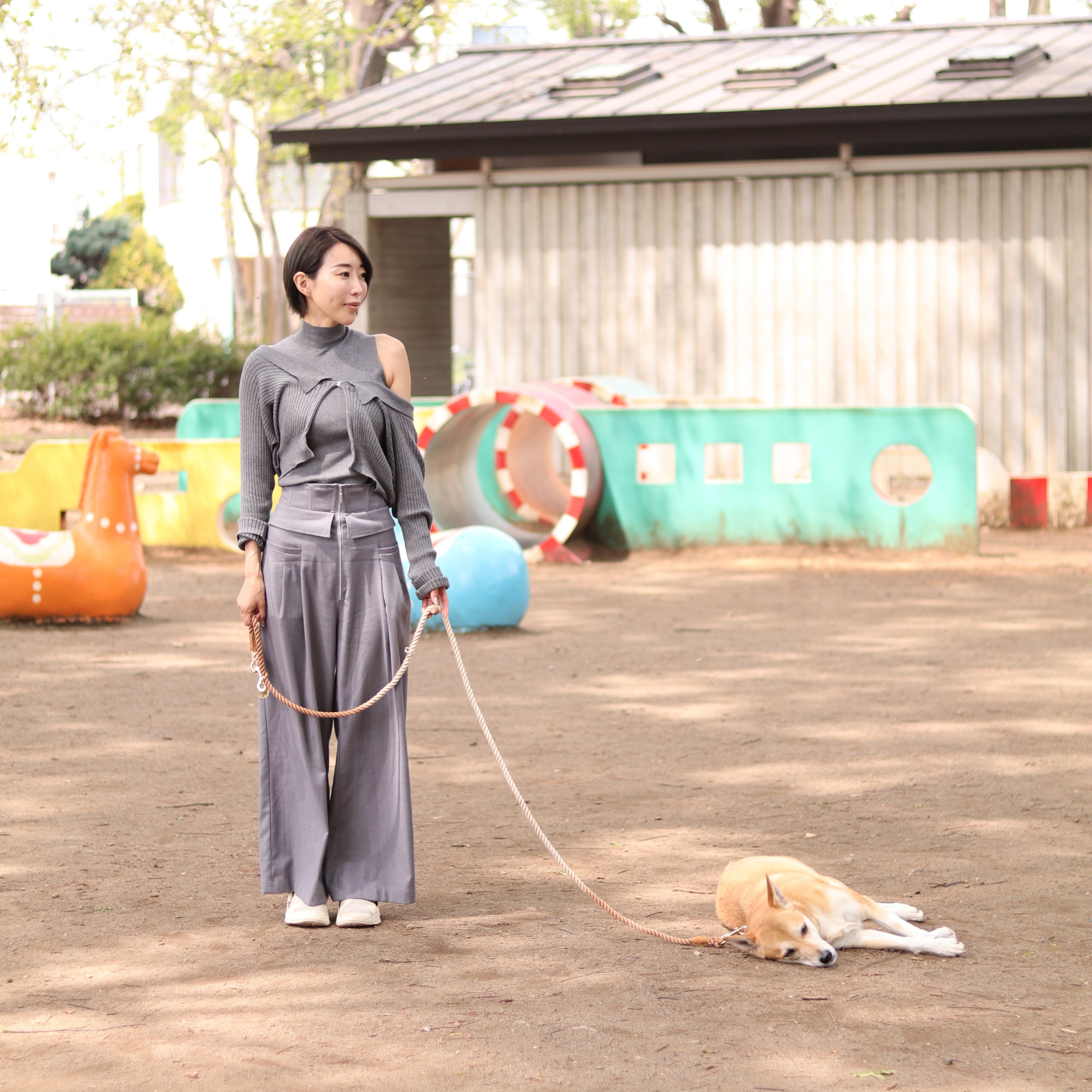 肩掛け ハンズフリーロープリード 210cm - CAFE LATTE/カフェラテ <GOLD>