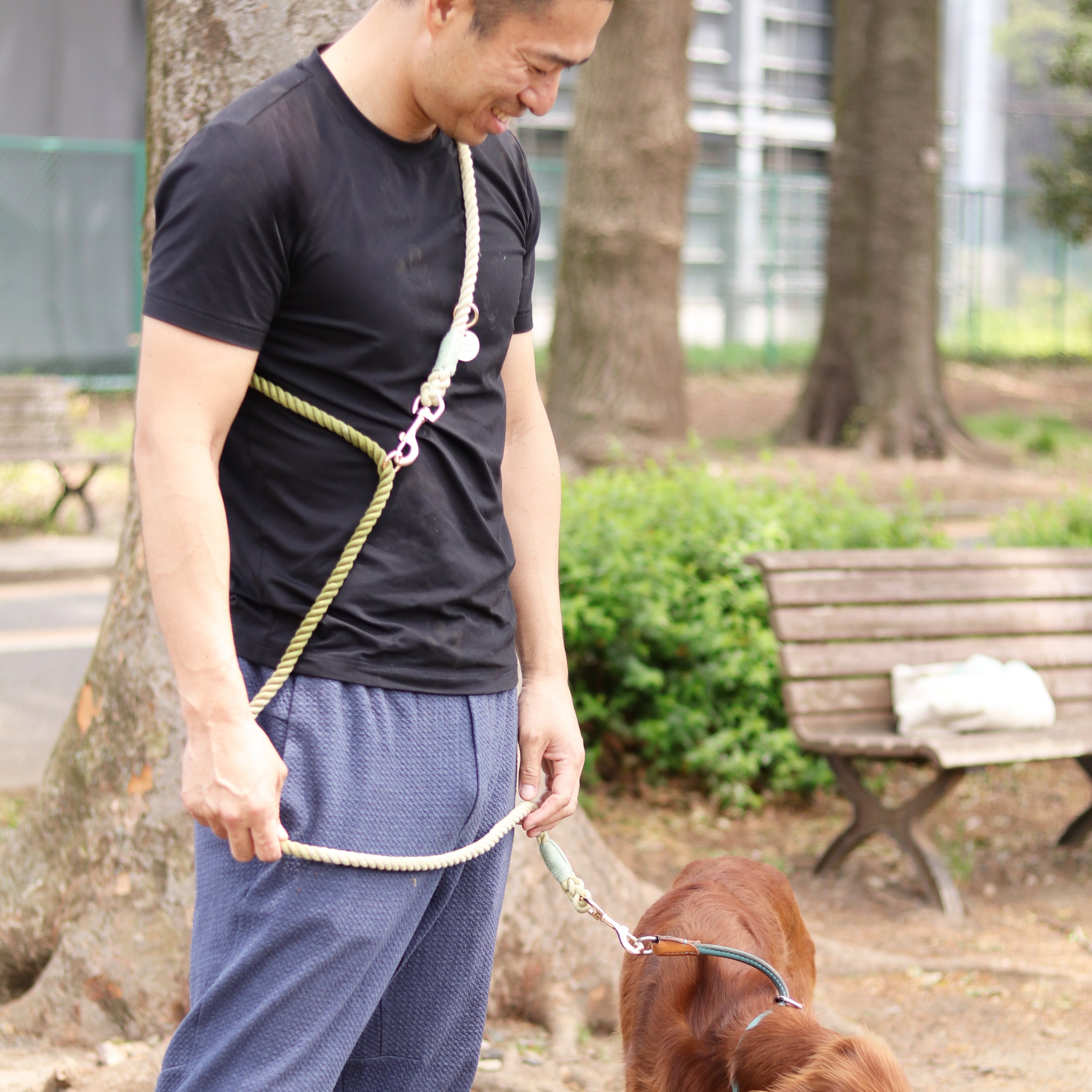 肩掛け ハンズフリーロープリード 210cm - OLIVE KHAKI/オリーブカーキ <GOLD>