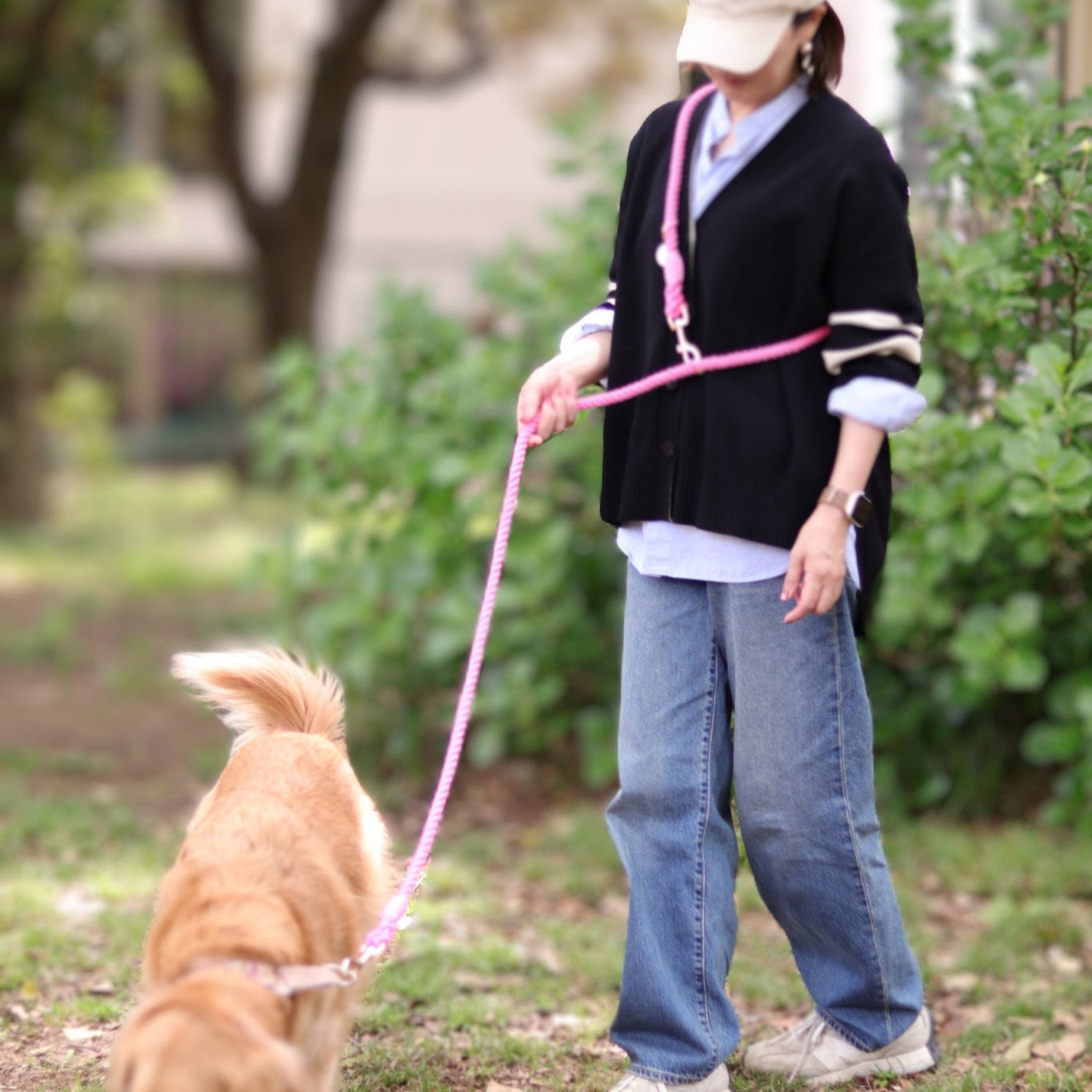 肩掛け ハンズフリーロープリード 210cm - CANDY/キャンディー <GOLD>