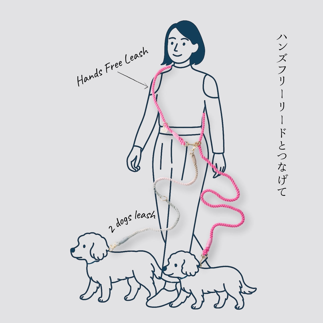 2頭引き 多頭引き リード 90cm 全4色 <GOLD>