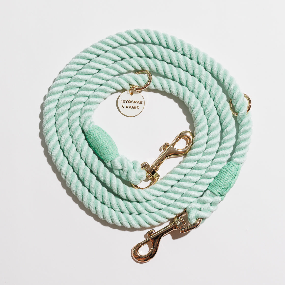 Hands-free rope lead 210cm - WAKABA & Gold, thick lever hook snap hook