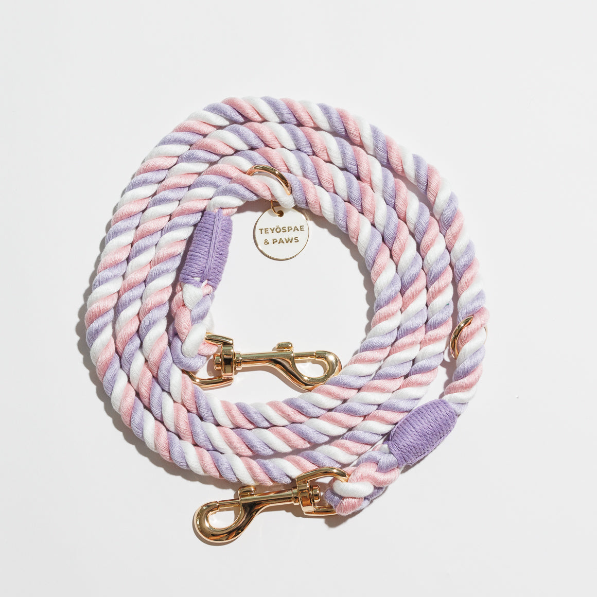 Hands-free rope lead 210cm - UNICORN & Gold, thick lever hook snap hook