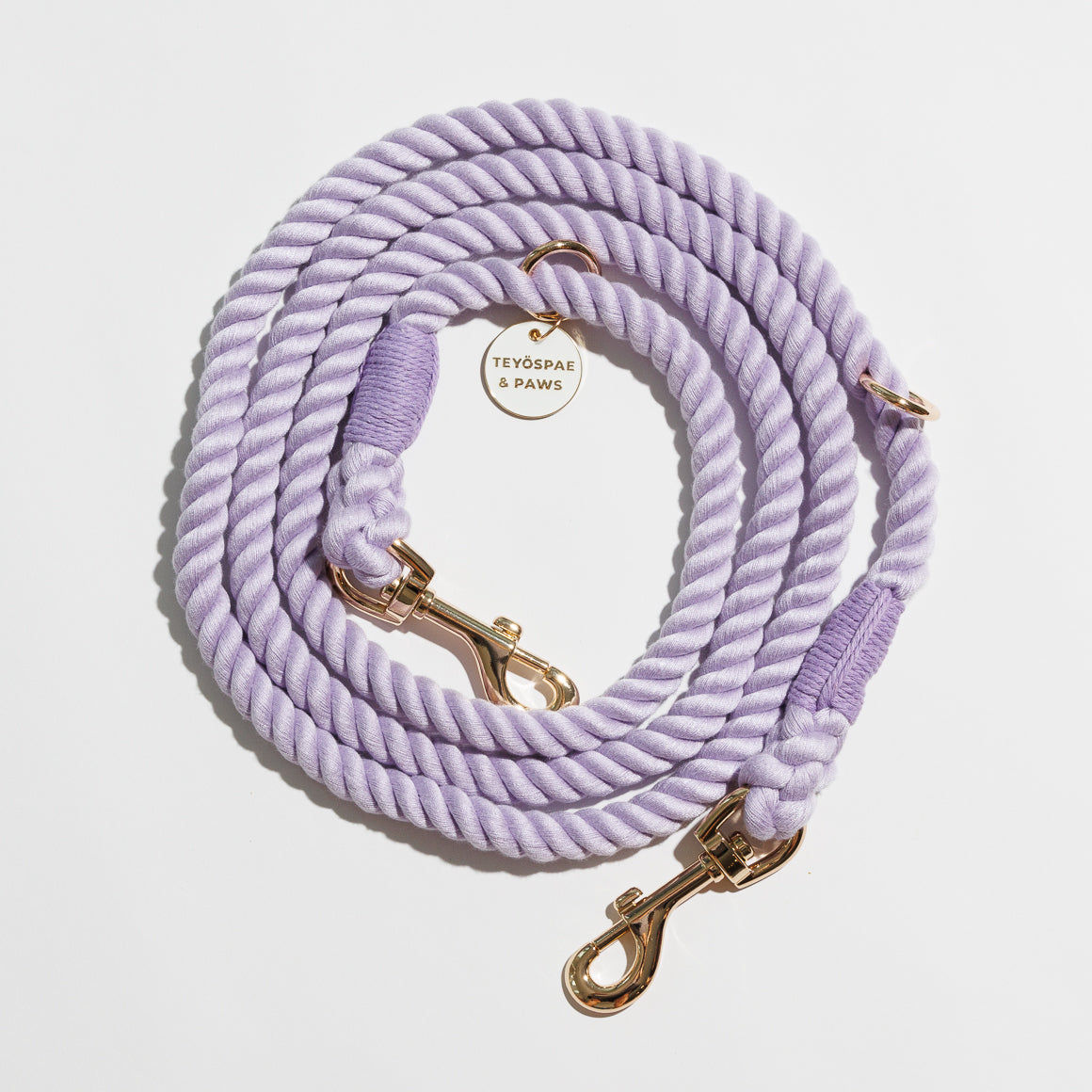 Hands-free rope lead 210cm - SUMIRE & Gold, thick lever hook snap hook