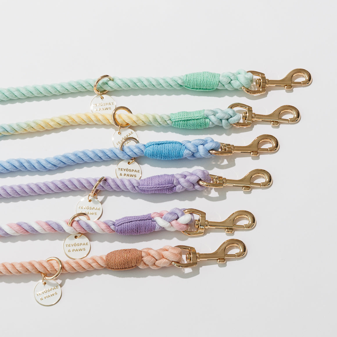 Hands-free rope lead 210cm - WAKABA & Gold, thick lever hook snap hook