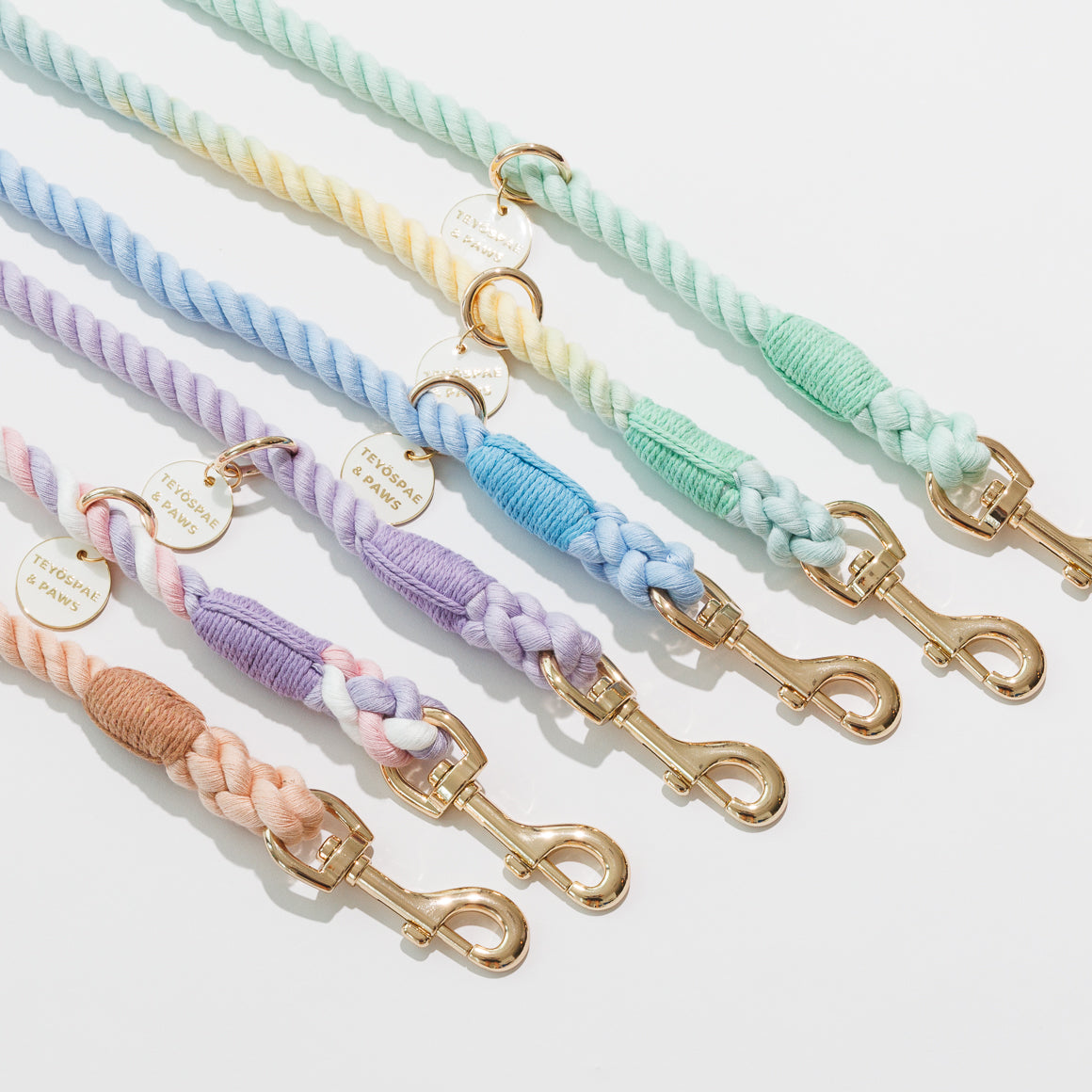 Hands-free rope lead 210cm - SUMIRE & Gold, thick lever hook snap hook