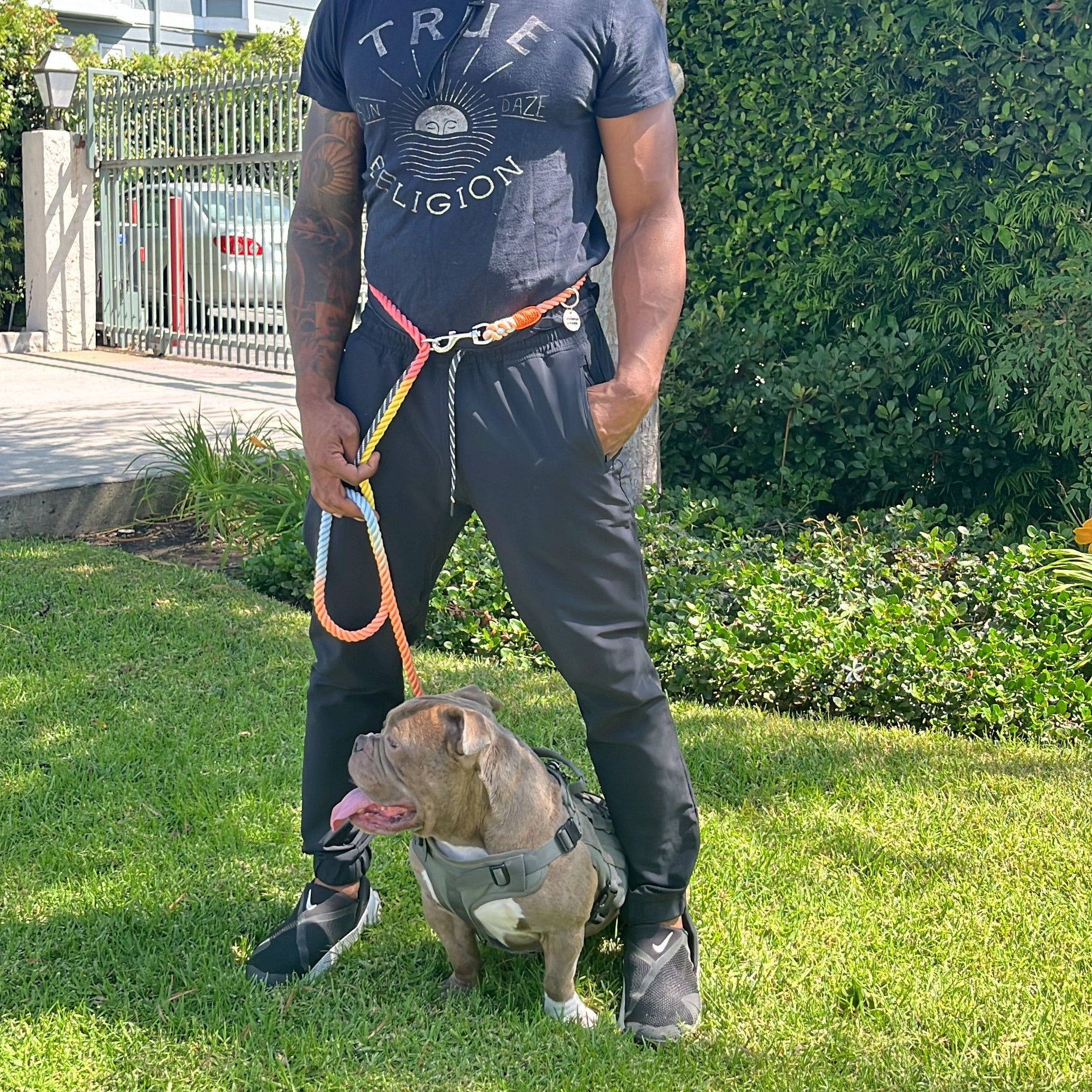 肩掛け ハンズフリーロープリード 210cm -RAINBOW/レインボー<GOLD>