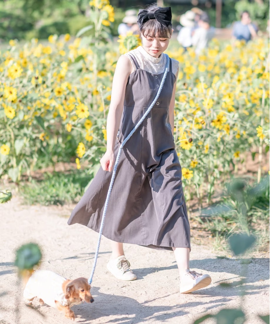 Hands-free rope lead 210cm - SORA & Gold, thick lever hook snap hook