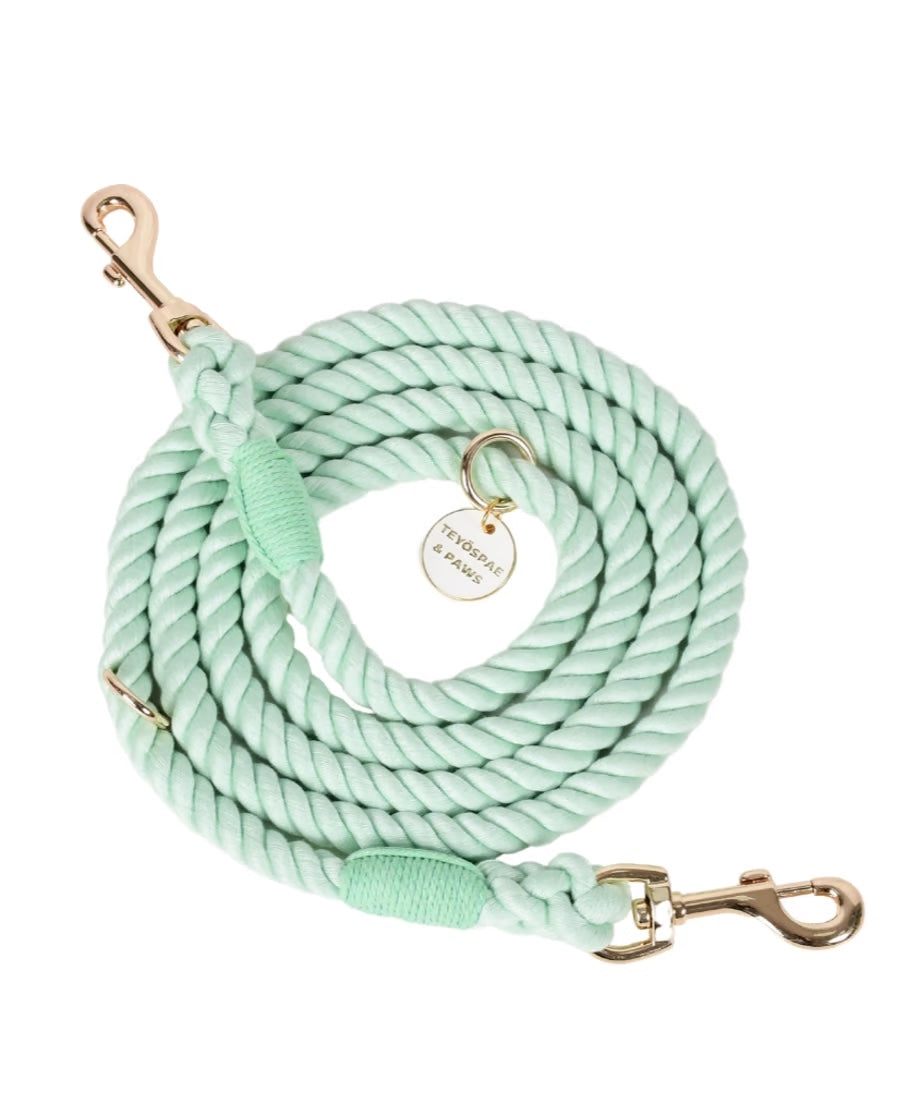 Hands-free rope lead 210cm - WAKABA & Gold, thick lever hook snap hook