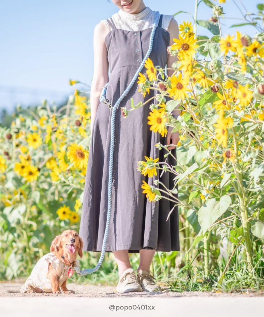 Hands-free rope lead 210cm - SORA & Gold, thick lever hook snap hook