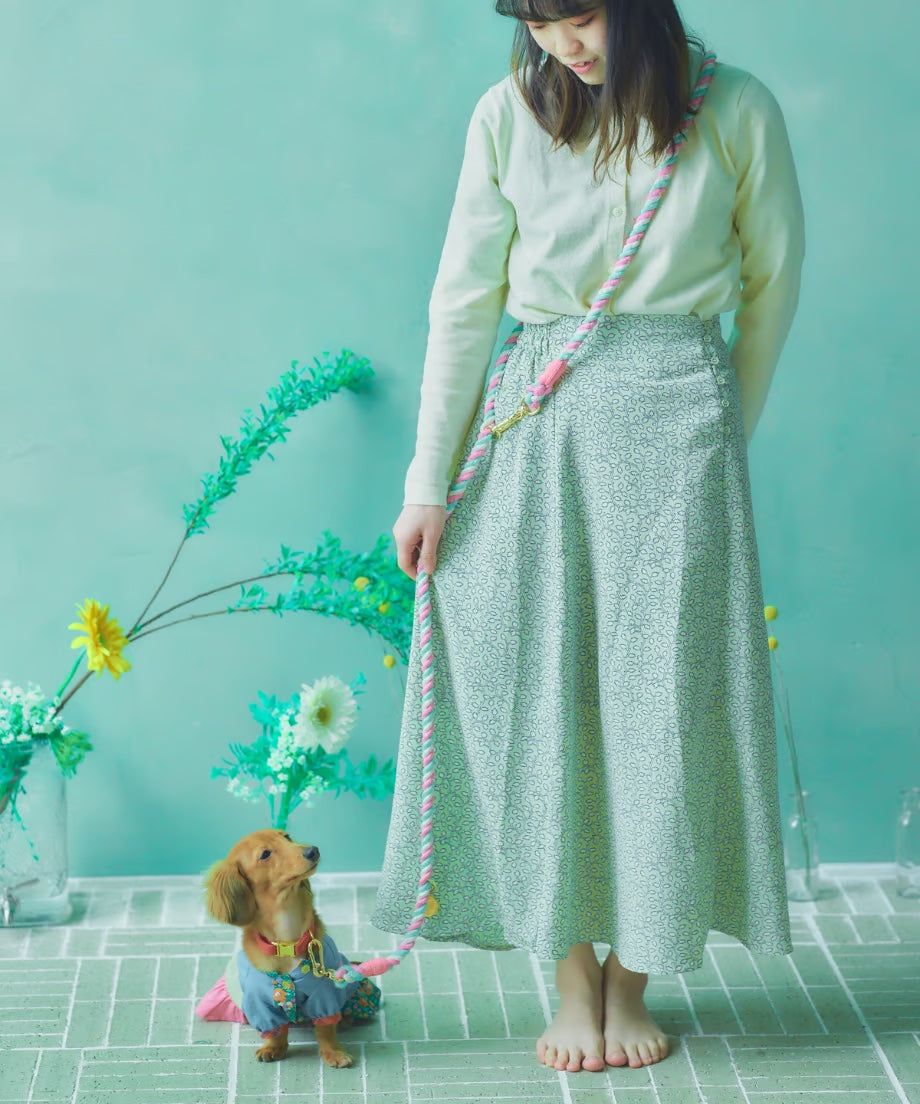 Hands-free rope lead 210cm - LOLLIPOP&Gold, thick lever hook snap hook