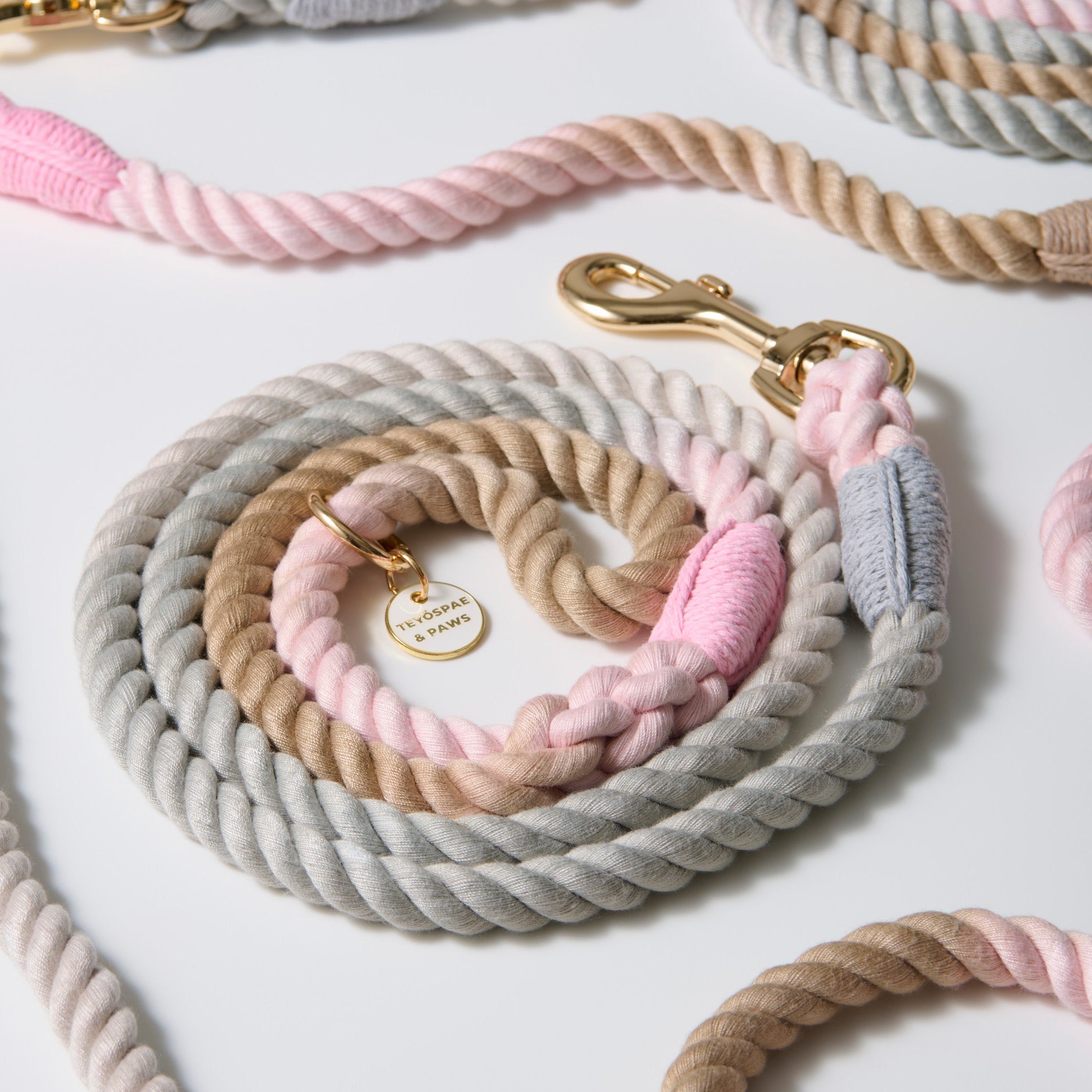 犬用 ロープリード 120cm CLAY PINK（クレイピンク） 中型犬・大型犬