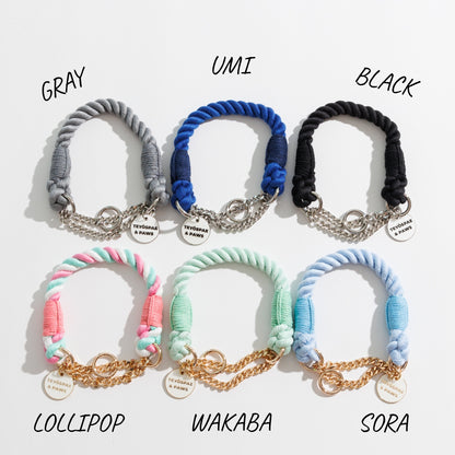 ロープハーフチョーク首輪　全16色