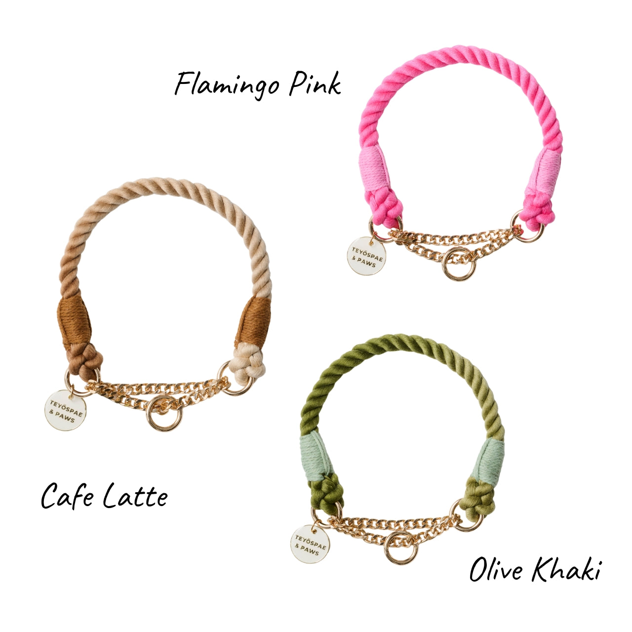 ロープハーフチョーク首輪　全16色