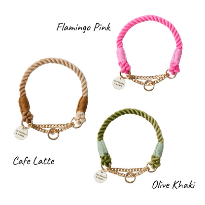 ロープハーフチョーク首輪　全16色