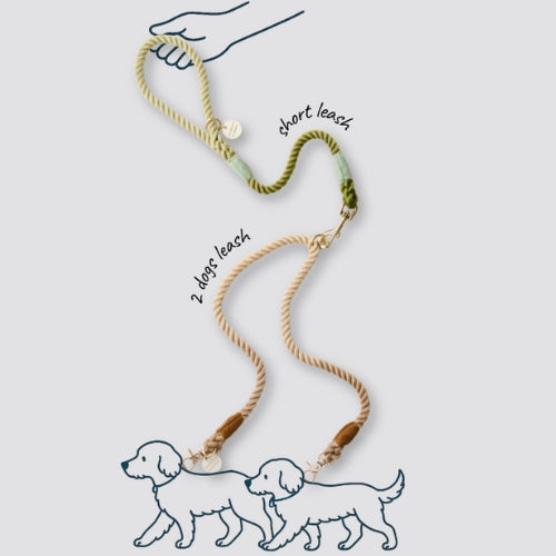 ２頭引き 多頭引き リード 90cm 全3色 &lt;GOLD&gt;
