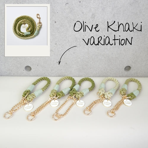 ロープハーフチョーク首輪 - OLIVE KHAKI（オリーブカーキ）