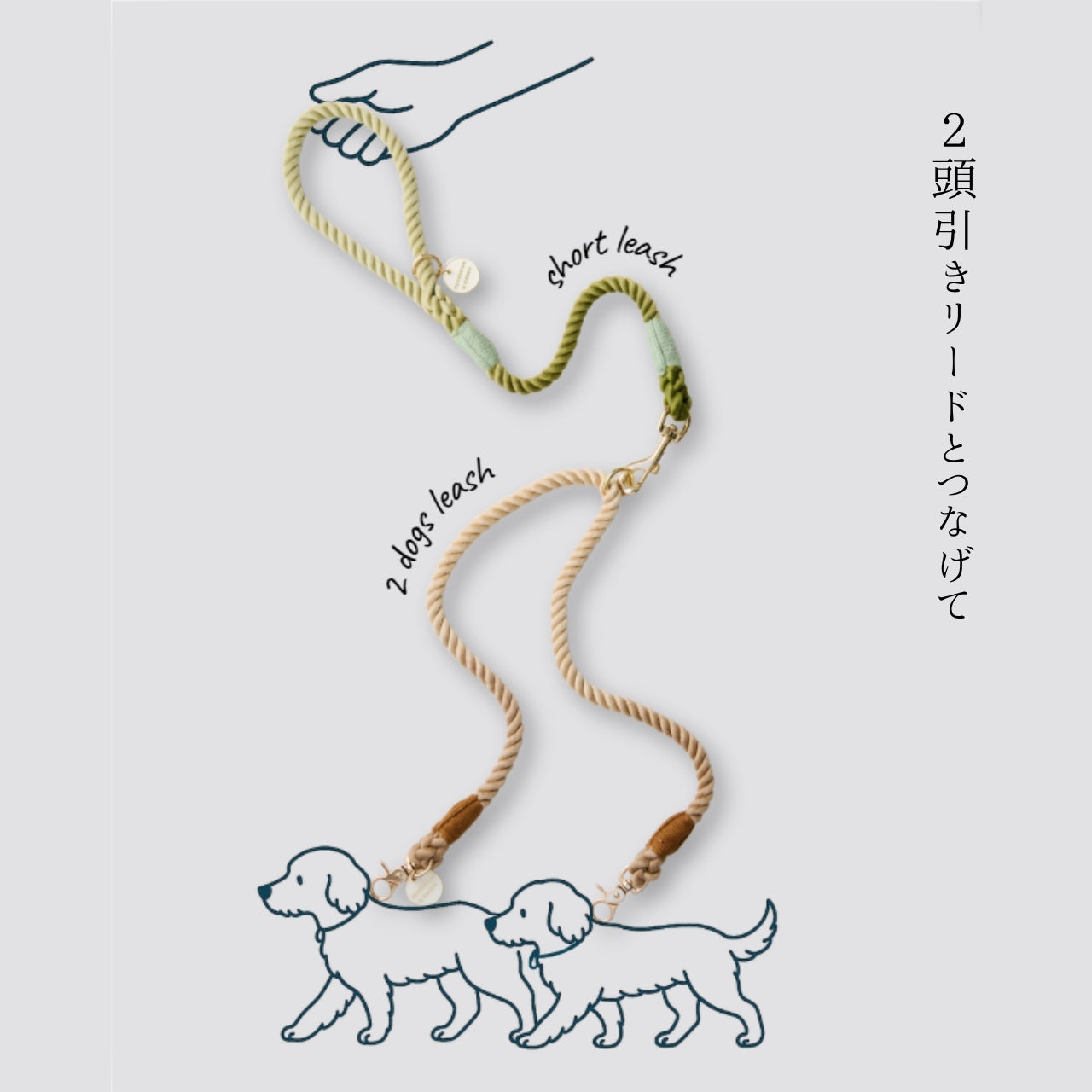 犬用ショートロープリード 60cm｜お散歩・トレーニング用 全15色
