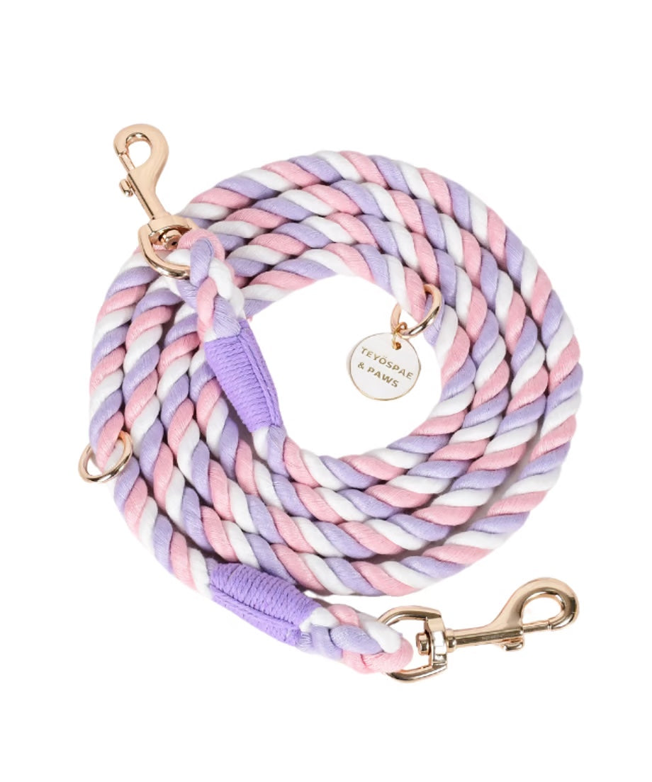 Hands-free rope lead 210cm - UNICORN &amp; Gold, thick lever hook snap hook