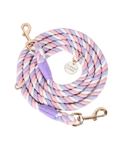 Hands-free rope lead 210cm - UNICORN &amp; Gold, thick lever hook snap hook